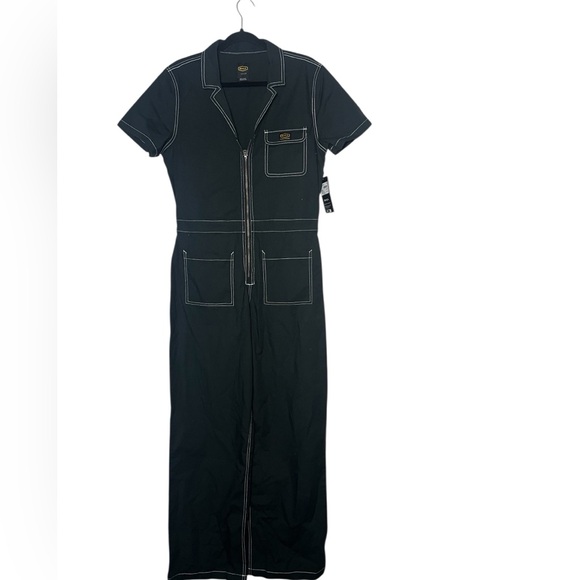 RVCA Black Women's Jumpsuit with White Stitching L New - Picture 2 of 6